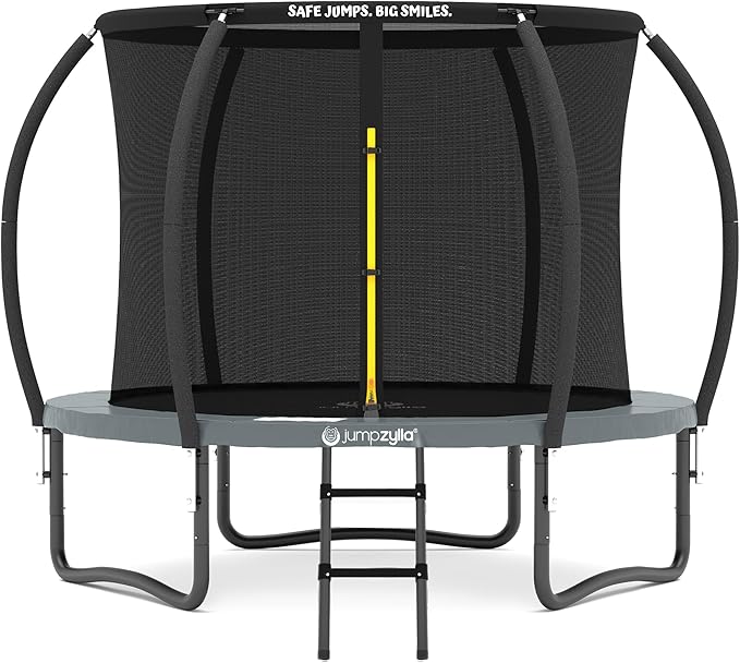 JUMPZYLLA Trampoline Outdoor 8FT 10FT 12FT 14FT 15FT 16FT with Enclosure and Ladder, ASTM Approved Recreational Trampoline for Kids and Adults, Anti-Rust Coated Frame