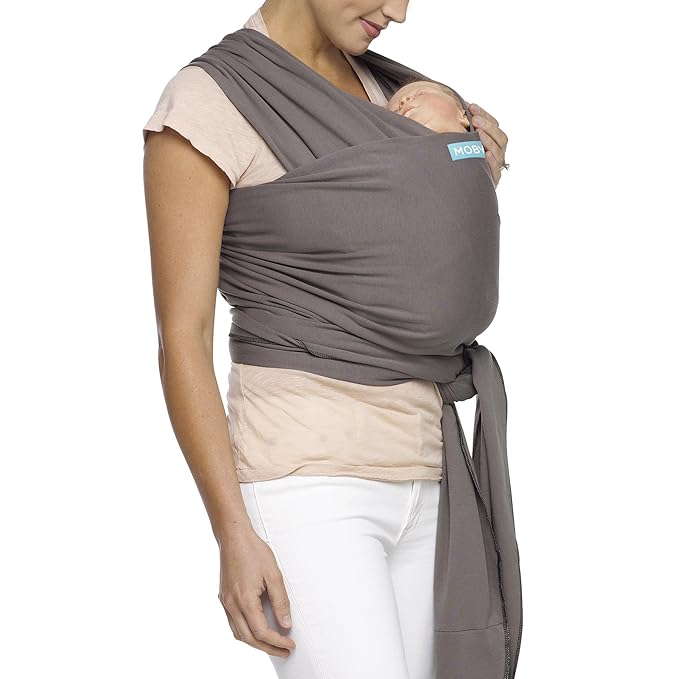 Moby Baby Wrap Carrier Classic for Newborns to Toddlers (8-33lbs), Infant Sling Carrier, Lightweight & Hands Free Design, Adjustable for All Body Types (Slate)