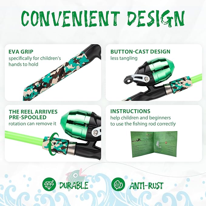 Kids Fishing Pole, Portable Telescopic Kids Fishing Poles for Boys and Girls, Fishing Rod and Reel Combo Kit with Tackle Box, and Fishing Net, Best Fishing Pole for Toddler Youth