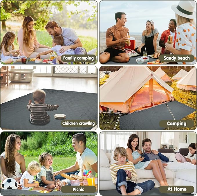 Waterproof Picnic Blanket 80 * 60 in Portable with Carry Strap for Beach Mat or Family Outdoor Camping Party, Park Blanket for Grass Park, Hiking, Travel