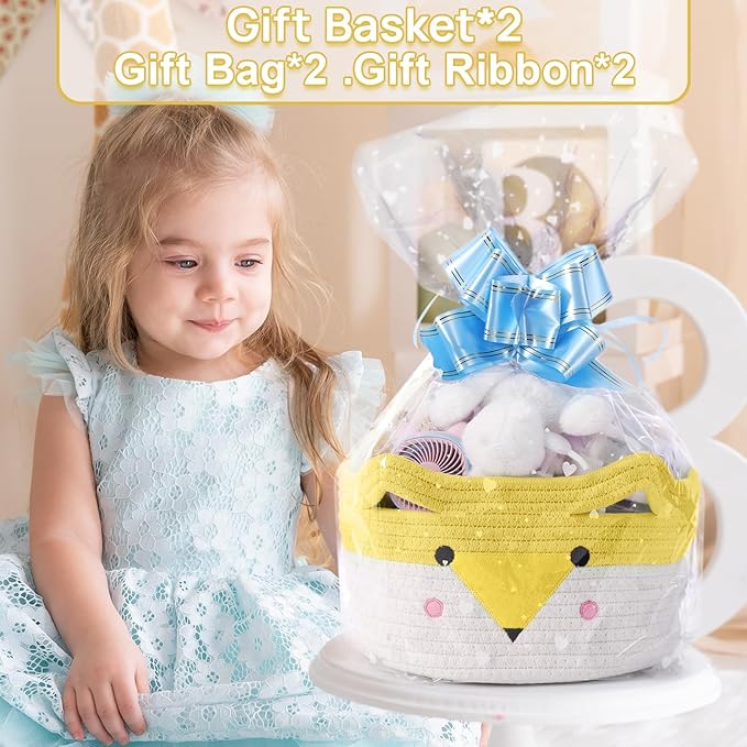 Large Baby Basket Toy Storage 3 Pack, (20"x13.8") Woven Baby Laundry Basket Blanket Basket, Stuffed Animal Storage, Baby Gift Basket Empty, Toy Basket for Kids, Dog, Cat.