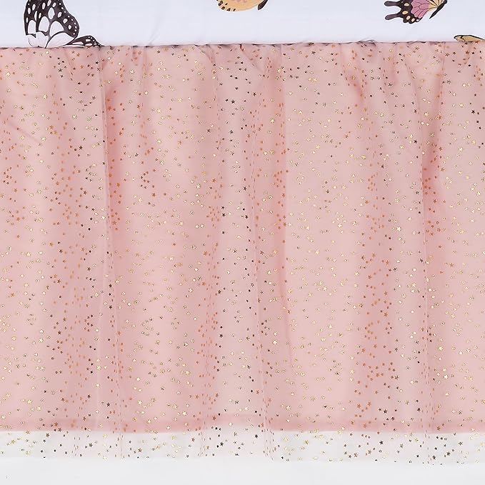 Lambs & Ivy Butterfly Dreams Pink/Gold 3-Piece Nursery Baby Crib Bedding Set