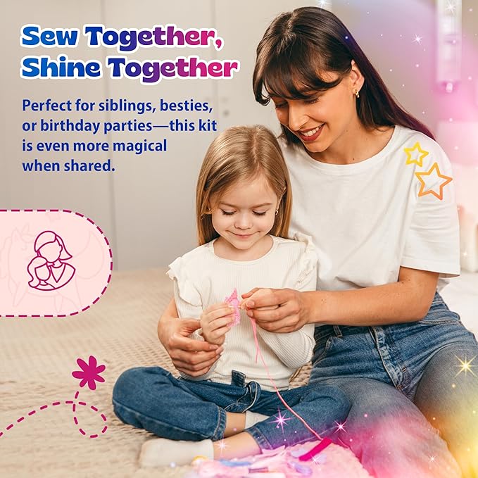 Pinwheel Crafts Beginner Sewing Kit for Kids Ages 5 6 7 8-12+ - Make Your Own Unicorn Purse Kids Sewing Kit - Play & Learn to Sew Craft Box, Girls & Boys Birthday Gifts