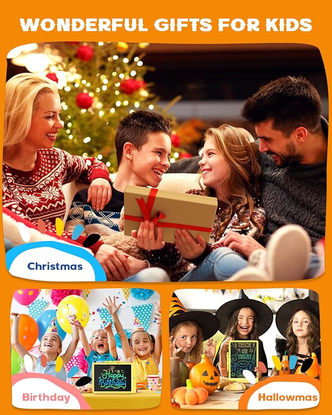 Bravokids LCD Writing Tablet for 3-8 Year Old Girls and Boys - 10 Inch Electronic Doodle Board Drawing Pad, Educational Birthday Gift for Kids and Toddlers (Yellow)