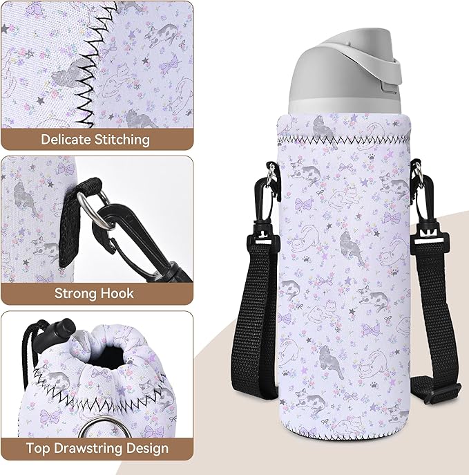 AUPET Water Bottle Bag Carrier,24oz/32oz Insulated Neoprene bottle Sling Holder Case Pouch Cover for 1000ML/750ML Bottles with Shoulder Strap for walking