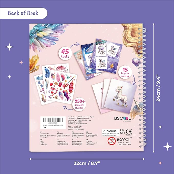 Sticker Dress Up Unicorn - Kids Activity Book Learn Fashion Design for Unicorn with Guides and 250+ Reusable Stickers. Gift for Girls Ages 5,6,7,8