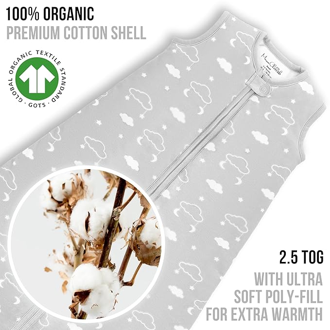 Mama Cheetah Baby Sleep Sack 2.5 TOG, Winter Baby Sleeping Bag with 2-Way Zipper, Organic Cotton Swaddle Transition Wearable Blanket for Boy Girl Infant Toddler, 0-6 Months