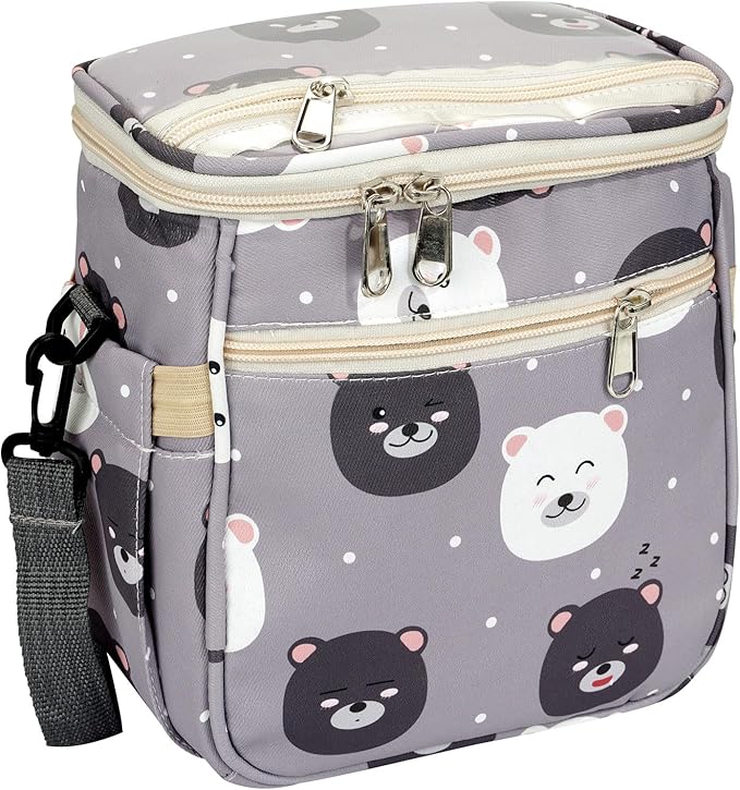 Baby Stroller Organizer Bag，Small Diaper Bag - Universal Stroller Organizer With Insulated Cup Holder,Pocket With Baby Wipes Dispenser，Adjustable Shoulder Strap (Light Gray)