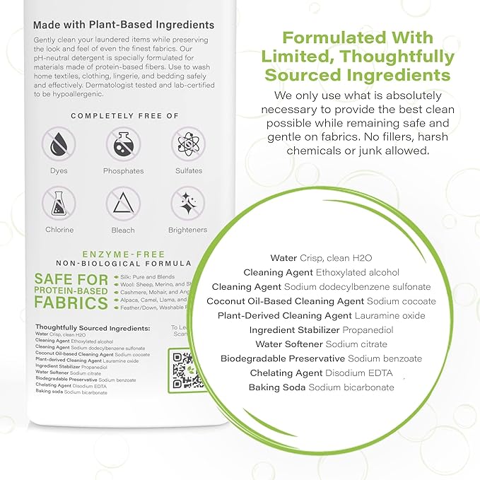 Heritage Park Silk & Wool Fragrance Free, Hypoallergenic, pH-Neutral Laundry Detergent - Dermatologist-tested, Sensitive Skin-Friendly, Enzyme-Free, Ultra Concentrated (64 fl oz Refill)