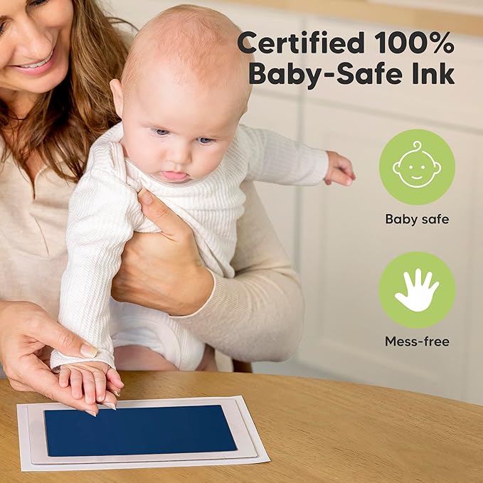 1-Pack Inkless Baby Hand and Footprint Kit - Mess Free Ink Pad for Newborn Keepsake, Dog Nose & Paw Print Kit, Clean Touch Ink Pad for Baby Hand & Footprints, Ideal New Mom Gifts (Navy, Jumbo)