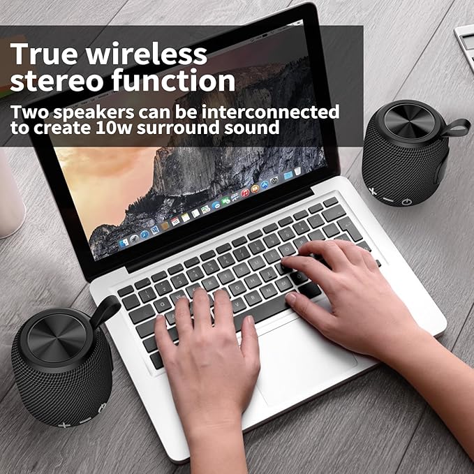 Portable Bluetooth Speakers Wireless Mini Speaker Bluetooth 5.0, 360 HD Surround Sound Stereo, IPX7 Waterproof for Travel, Pool and Outdoor Shower Speaker