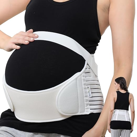 NeoTech Care Pregnancy Support Maternity Belt, Waist/Back/Abdomen Band, Belly Brace (Size S, Ivory Color)