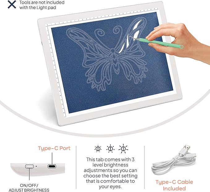 iVyne Corded Light Pad for Weeding Vinyl - A4 Light Box for Drawing - Light Board for Tracing - Light Box for Diamond Painting, Weeding Vinyl, Sketching, Tracing (White)