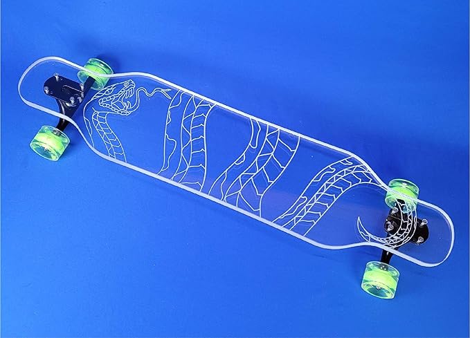 Clear Longboard Skateboard - Transparent Acrylic Long Boards with Light-Up LED Wheels for Smooth Rides - Ride The Streets in Style with Longboard Built for Beginners & Pros Alike