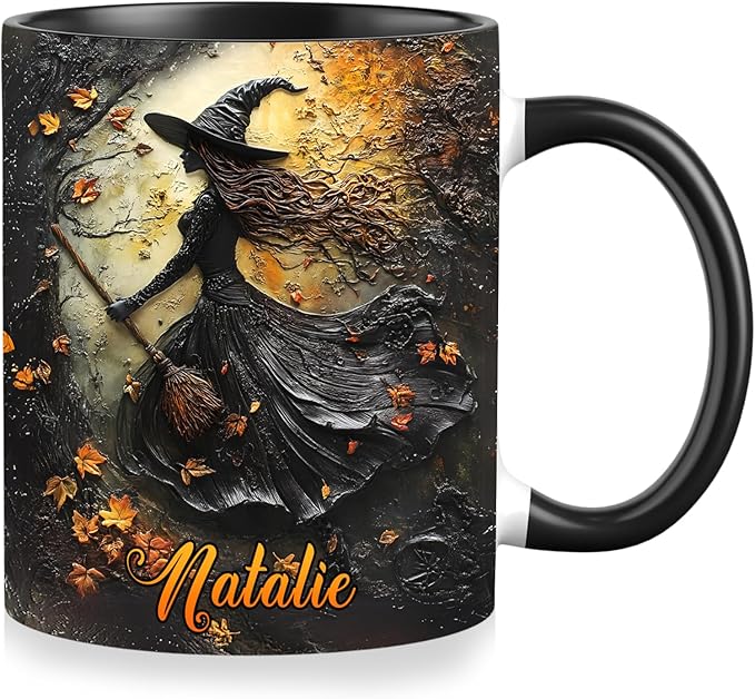 Personalized Witch Accent Cup - Halloween Coffee Mug With Names for Women, Custom Witchy Gift for Her and Girls