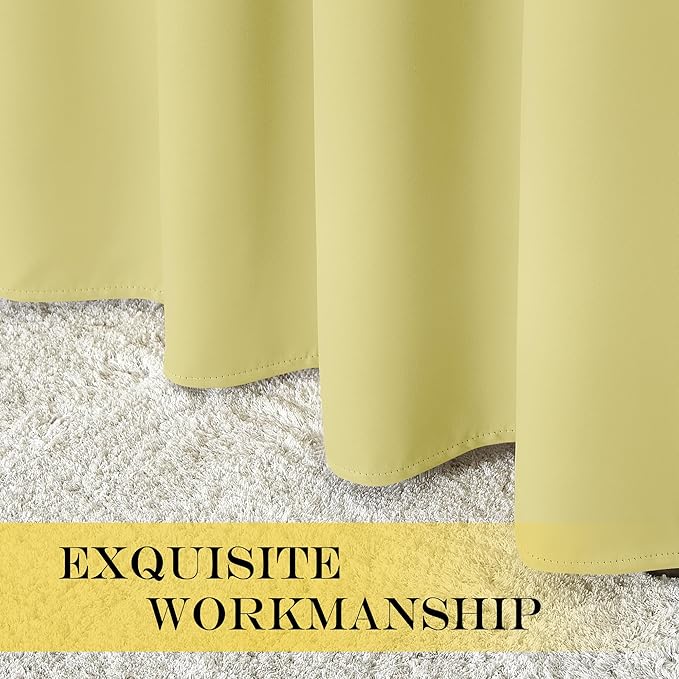 NICETOWN Paler Yellow Room Darkening Curtains 102 inch Length, Grommet Energy Saving Thermal Drapes Sound Reducing Heat Blocking Window Treatments for Living Room, 2 Panels, W52 x L102