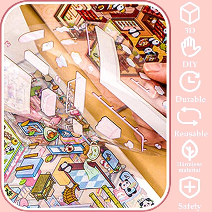 DIY 3D Sticker Scene，Jumbo-Large Sisters Party, Reusable Sticker, Cute Sets for Free Combination, Waterproof for Anywhere, Crafts Party Favors Birthday Gift