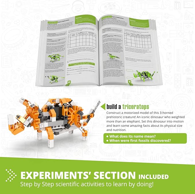 Engino STEM Kit, Learning About Dinosaurs, Building Toys for Kids 9+, STEM Projects, Learning & Education Toys, Engineering Kit, Gifts for Boys & Girls (5 Motorized Models)