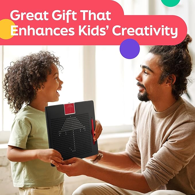 Large Magnetic Drawing Board for Kids & Toddlers with Beads and Magnet Stylus Pen - Magnetic Tablet Toy for Airplane & Car Ride Activities for Kids