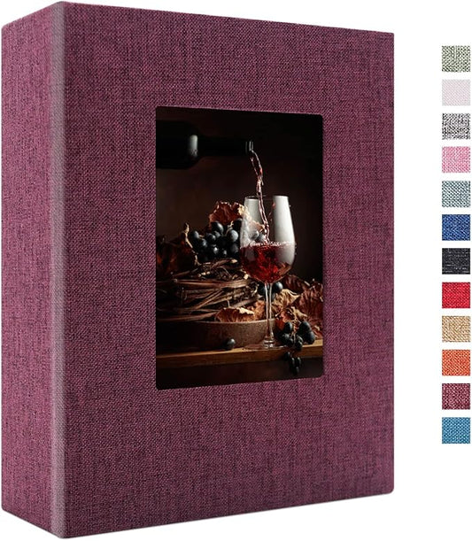 Vienrose Photo Album 4x6 100 Pages Photos Linen Cover Picture Book with Front Window for Baby Wedding Children