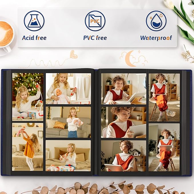 Popotop Photo Album 4x6 1000 Pockets for Wedding Gifts,Linen Hardcover Picture Albums for Family Anniversary Baby Vacation Pictures