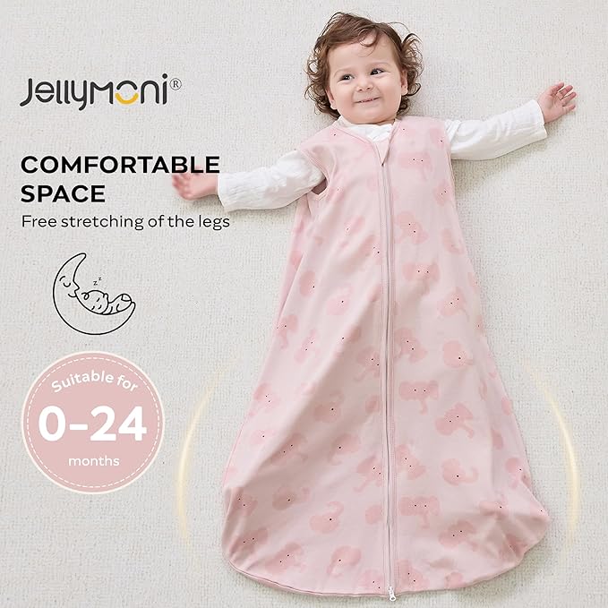 JELLYMONI Baby Sleep Sack 18-24 Months 0.5 Tog Wearable Blanket for Baby, 100% Cotton 3 Pack Infant Toddler Sleeping Sack Lightweight Soft 2-Way Zipper Sleepsack