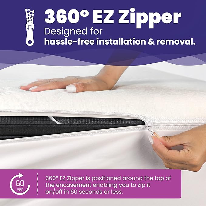 King Size Waterproof Bamboo Mattress Encasement by Slumberfy - Premium Skin-Safe Mattress Protector with 360° EZ Zipper, Lab-Tested Bed Bug, Zippered Encasement (76x80 in)