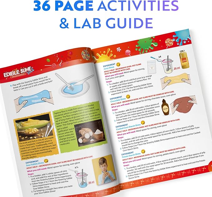 Playz Edible Slime Candy Making Science Kit for Kids Ages 8-12 Years Old - Food Science Chemistry Kid Science Kit with 25 Experiments to Make Slime Chocolates, Educational Science Kits for Boy & Girls