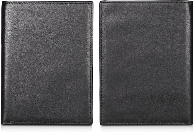 Polare RFID Blocking Napa Leather Passport Holder Travel Wallet For Men and Women (Black)