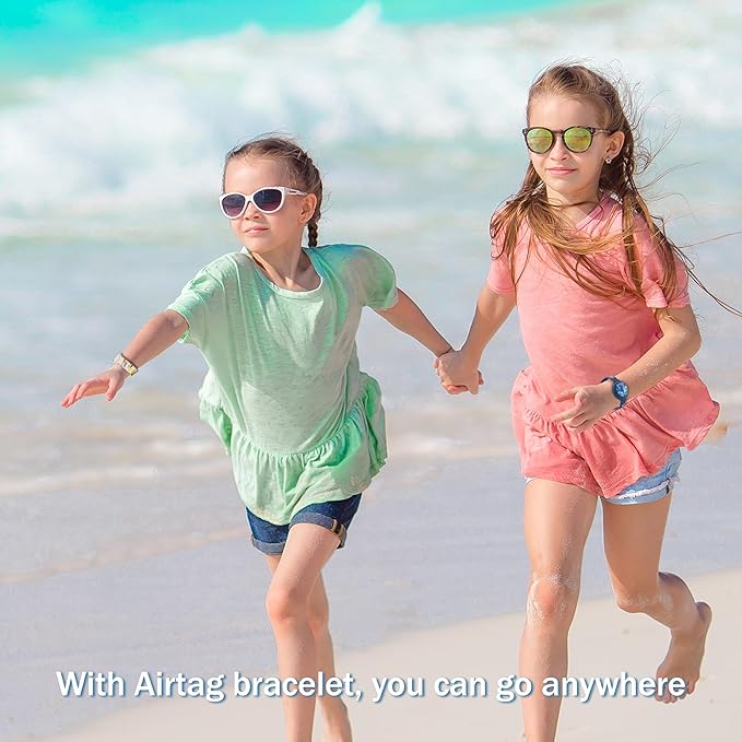 R-fun Waterproof Air Tag Bracelets [2 Pack] Compatible with Apple Air Tag Finders with Cartoon Pattern,Anti Lost GPS Item Finders Case Cover,Gray Car/Blue Shark