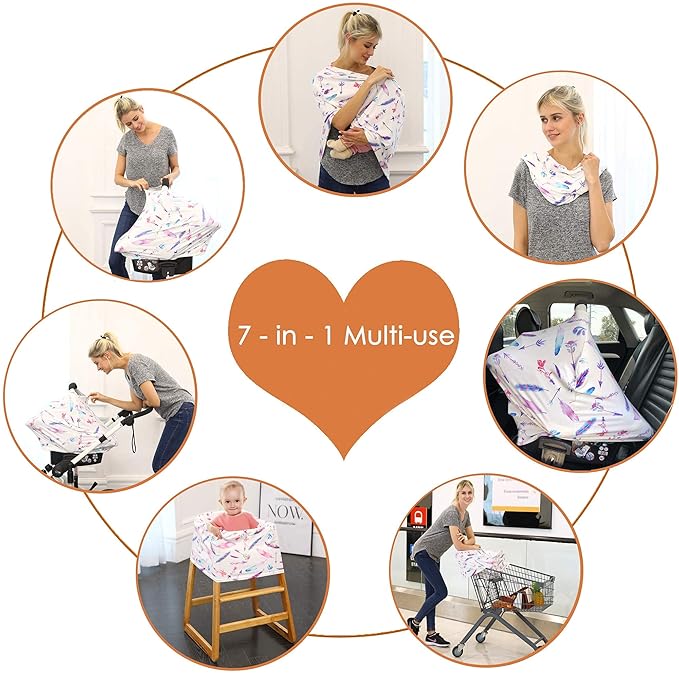 Car Seat Covers for Babies - Carseat Canopy, Multi-use Breastfeeding Covers, Girls and Boys Baby Shower Gifts