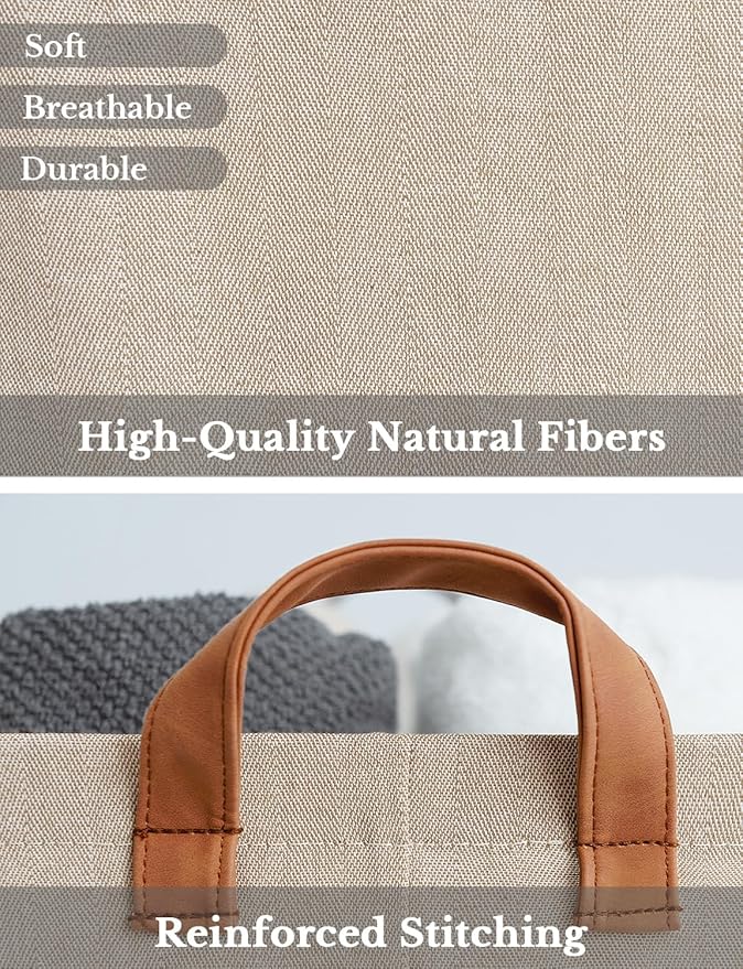 StorageWorks Storage Bins, Fabric Storage Bins for Shelves, Extra Large Storage Baskets with Metal Frame, Closet Baskets and Bins with Handles, Jumbo, Brown and Beige, 2-Pack