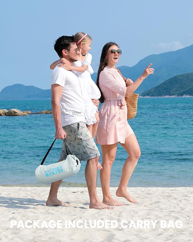 OutdoorMaster Beach Tent for 3/4 Person - Easy Setup Sun Shade Shelter, Portable Beach Shade Sun Canopy with UPF 50+ UV Protection, Removable Skylight Family Size