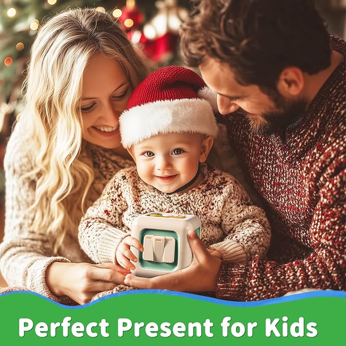 Busy Cube Toy, Sensory Toys for Toddlers 1-3, Baby Car Seat Toys 12-18 Months, Toddler Airplane Travel Toys Age 1-2, Learning Fine Motor Skills, 1st Birthday Gifts Boys Girls