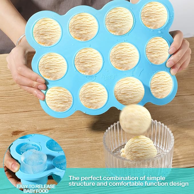 3 Pcs Baby Food Storage Container 12 Cup Silicone Baby Food Freezer Tray with Lid Stackable Reusable Silicone Freezer Tray for Food Vegetable Fruit Puree and Breast Milk(Multicolor)