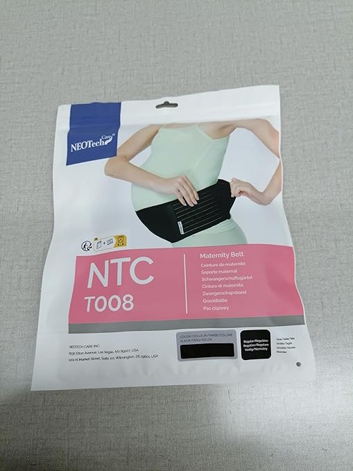 NeoTech Care Adjustable Maternity Belt - Light and Breathable Pregnancy Belly Support Band for Pregnant Women (Black, Regular Size)