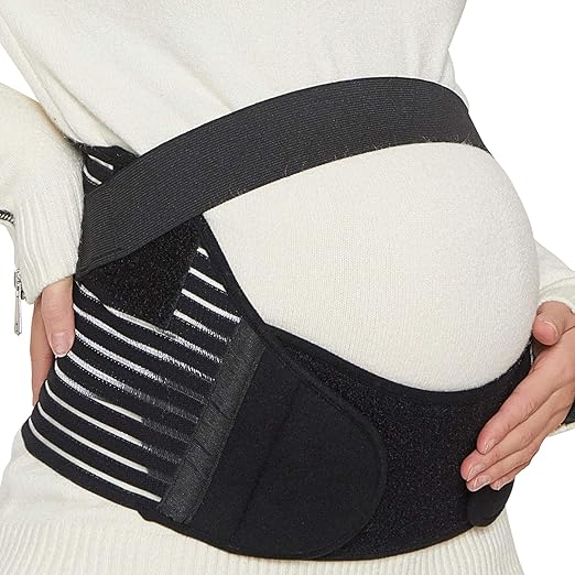 NeoTech Care Pregnancy Support Maternity Belt, Waist/Back/Abdomen Band, Belly Brace (Size M, Black Color)