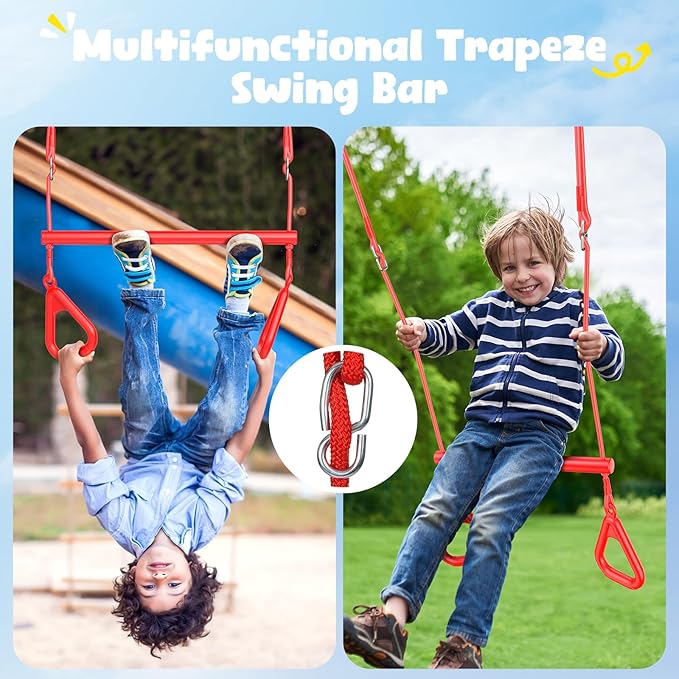 Hapfan 65 ft Ninja Warrior Obstacle Course for Kids with Swing, Ninja Rope Course with 11 Obstacles for Backyard Outside, Tree Slackline Jungle Gym Outdoor