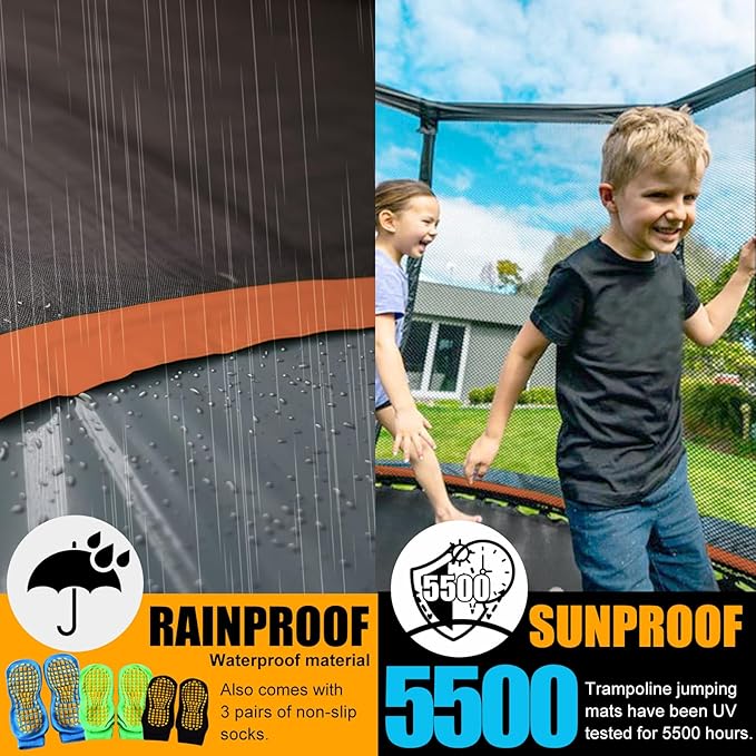 Trampoline for Kids, Heavy Duty Recreational Trampolines Toddler Trampoline with Enclosure Net Ladder Indoor Outdoor Trampoline CPC Approved