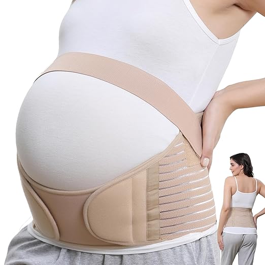 NeoTech Care Pregnancy Support Maternity Belt, Waist/Back/Abdomen Band, Belly Brace (Size XL, Beige Color)