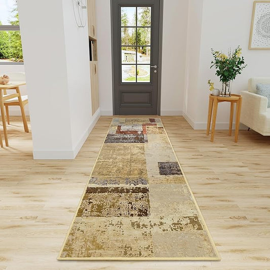 LOCHAS Washable Runner Rugs for Hallway, 2x8 Non Sip Soft Rug for Bedroom Entryway Kitchen Laundry Room, Long Abstract Carpet for Indoor Floor Bedside, Geometric Vintage Home Decor, Pet & kid Friendly