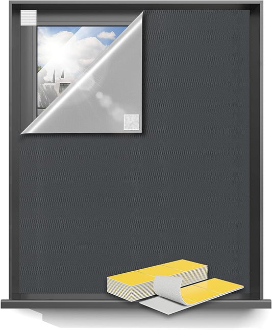 Sumobaby Blackout Curtains 114"x57" Portable No Drill Blinds for Windows with Heat-Resistant Magic Tapes,100% Black Out Window Cover,Window Shades Easy to Cut Fit for Bedroom,Dorm Room,Nursery(Gray)