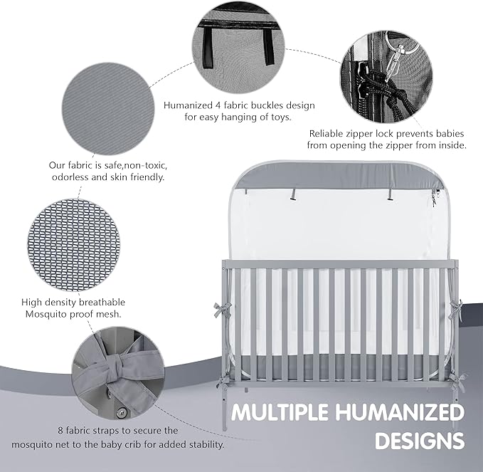 Porayhut Portable Baby Crib Net Safety Mesh Tent,Pop up Infant Mosquito Net, See Through Canopy Netting Cover for Baby&Toddler to Keep Baby from Climbing Out.