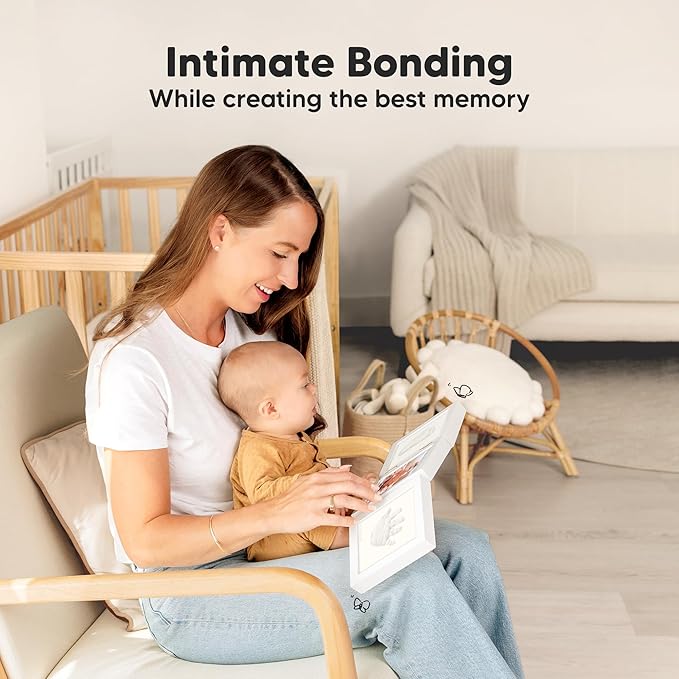 Baby Shower Gifts for Boys, Girls - Baby Hand and Footprint Kit, Newborn Handprint Kit, Keepsake Photo Frame, Nursery Picture Frame, Gender-Neutral Newborn Keepsake Gifts (Alpine White)