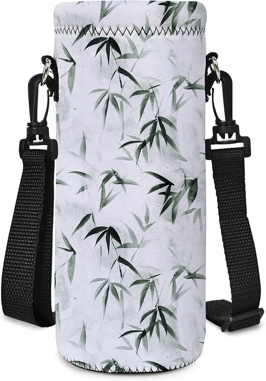 RICHEN Neoprene Water Bottle Carrier Bag with Adjustable Shoulder Strap,Insulated Water Bottle Cover for Stainless Steel/Glass/Plastic Bottles