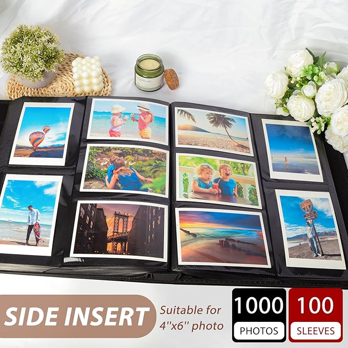 RECUTMS Photo Album 4x6 1000 Pockets Photos, Extra Large Capacity Family Wedding Picture Albums Holds 1000 Horizontal and Vertical Photos (Blue)