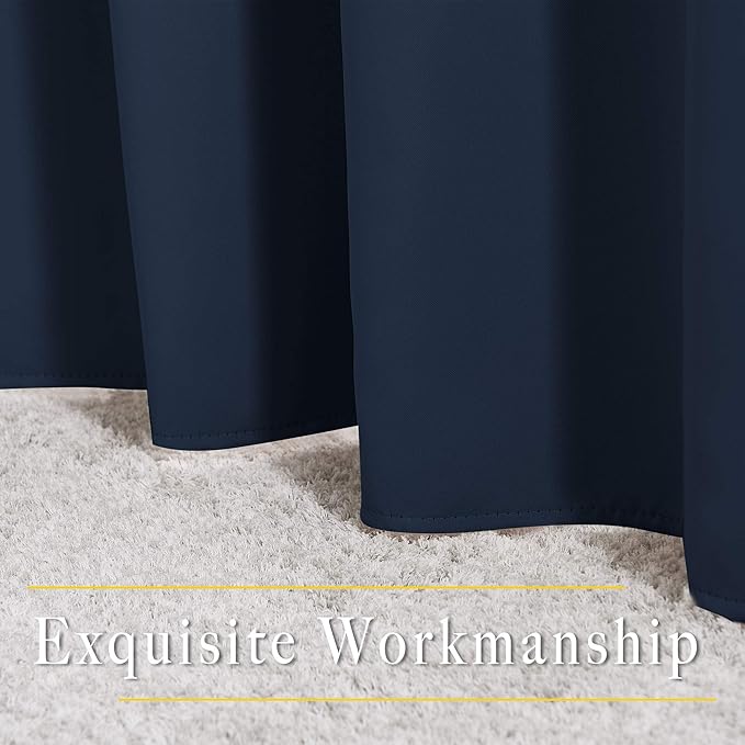 NICETOWN Room Darkening Curtains Blackout 40 inch Curtains for Kitchen, Navy Blue Grommet Solid Window Treatments Sound Reducing for Bedroom, 2 Panels, W37 x L40, 2 Panels