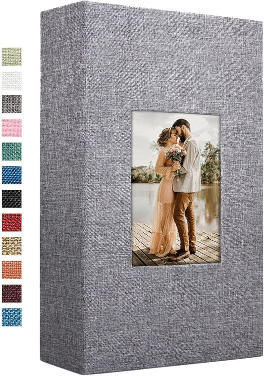 Vienrose Linen Photo Album 420 Pockets for 4x6 Photos Fabric Cover Photo Books Slip-in Picture Albums for Wedding Baby Vacation