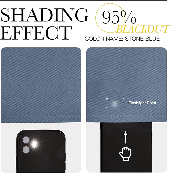 NICETOWN Bedroom Blackout 110 inch Curtains for Sliding Glass Door, Grommet Thermal Insulated Solid Window Treatments Sound Reducing for Living Room, W66 x L110, Stone Blue, Set of 2