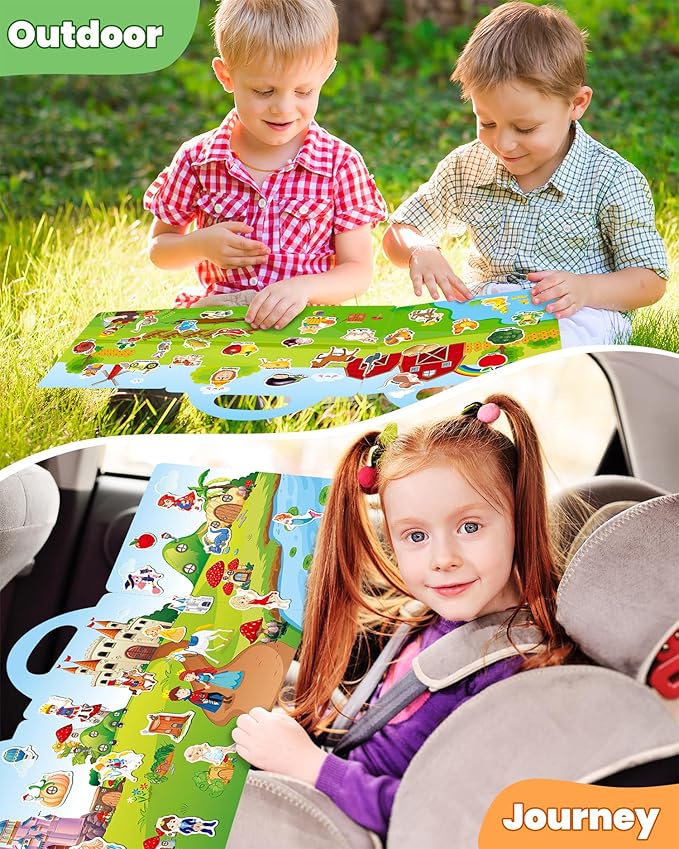Reusable Sticker Book for Toddlers 2-4 Years, Stickers for Kids, Toddler Sticker Book Ages 1-3, Toddler Craft Activities, Toddlers Travel Toys Ages 2+ Boy Girl Birthday Gifts